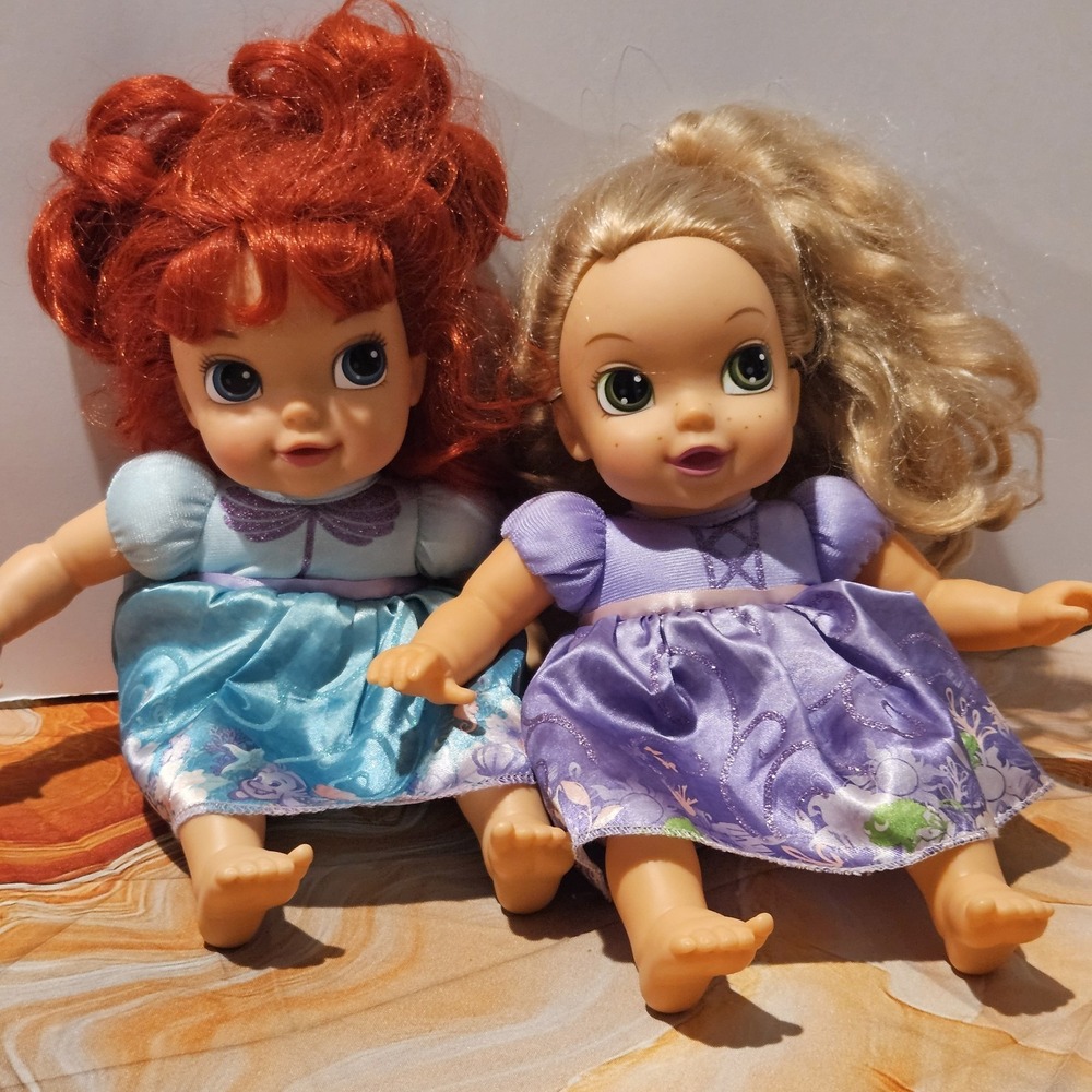 Disney Princess Baby Ariel Rapunzel Toddler Dolls Jakks Pacific Lot of 2